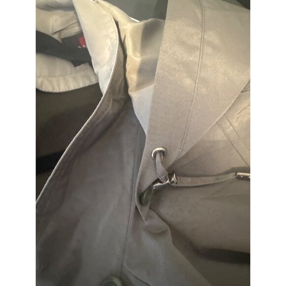 NWOT Gallery Size 12 Long Trench Coat Khaki Green Beige With Hood Rain Coat Line - Picture 15 of 16